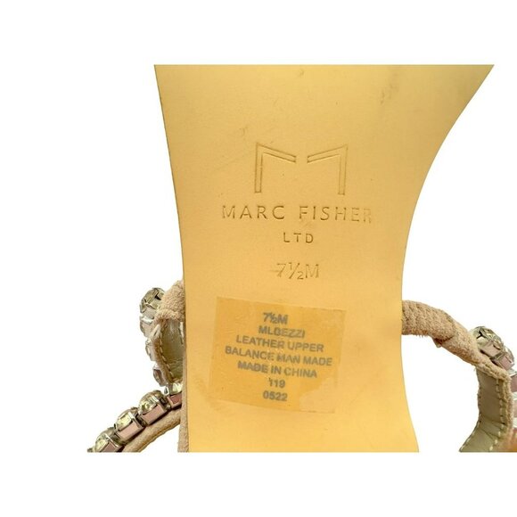 Marc Fisher Dezzi Rhinestone Ankle Strap Open Toe Sandals Sz 9 Light Neutral NEW - Picture 8 of 8